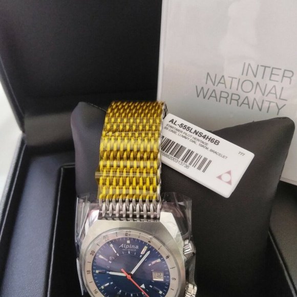 Alpina AL-555LNS4H6B Men's Watch Startimer Pilot Heritage Blue Dial Bracelet - Picture 2 of 7